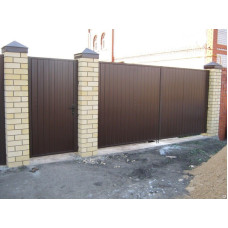 Ворота з профнастилу розпашні без ковки №59 Ворота з профнастилу розпашні без ковки №59