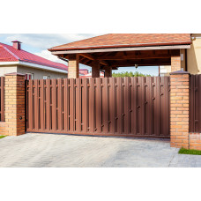 Розпашні ворота з євроштакетника G6