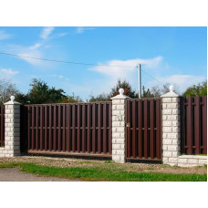 Розпашні ворота з євроштакетника G9