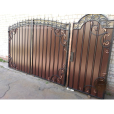 Ворота з профнастила, ковані ворота, ворота з елементами кування