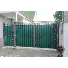 Ворота з профнастилу з елементами кування, кування ворота Ворота з профнастилу з елементами кування, кування ворота