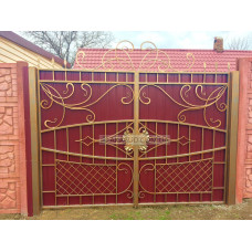 Ворота з профнастилом з елементами кування Арт-Нуво Ворота з профнастилом з елементами кування Арт-Нуво