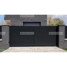 Розпашні ворота жалюзі з ламелей Р1